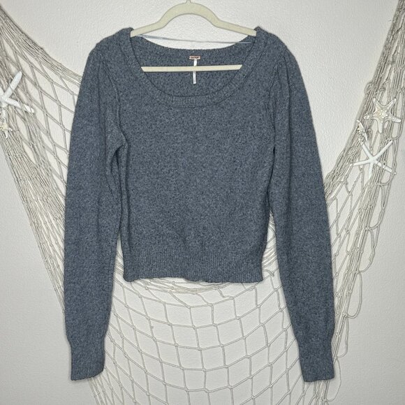 FREE PEOPLE Complete Me Grey Cotton Alpaca Blend Pullover Sweater S - Picture 1 of 7